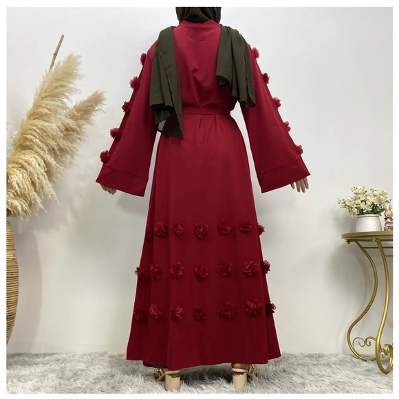NWT Open Abaya with flowers - Picture 3 of 8